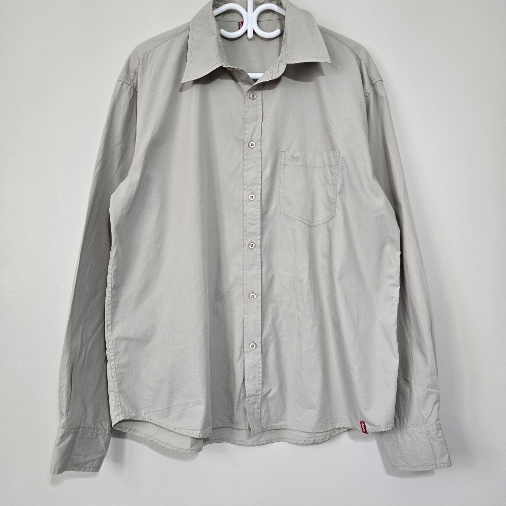 Vintage 90's Men's Levi's Red Tab Khaki/Tan Cotton Button-Down Shirt L